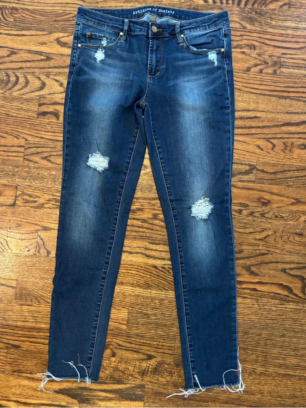 Articles Of Society Dark Blue Distressed Skinny Jeans